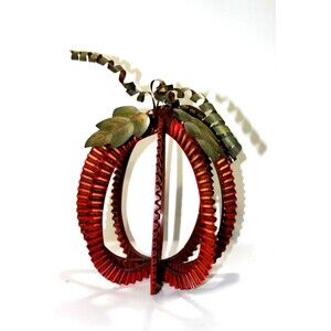 Metal Fall Pumpkin Decoration Indoor Outdoor Standing Orange Crinkle Pumpkin 12"